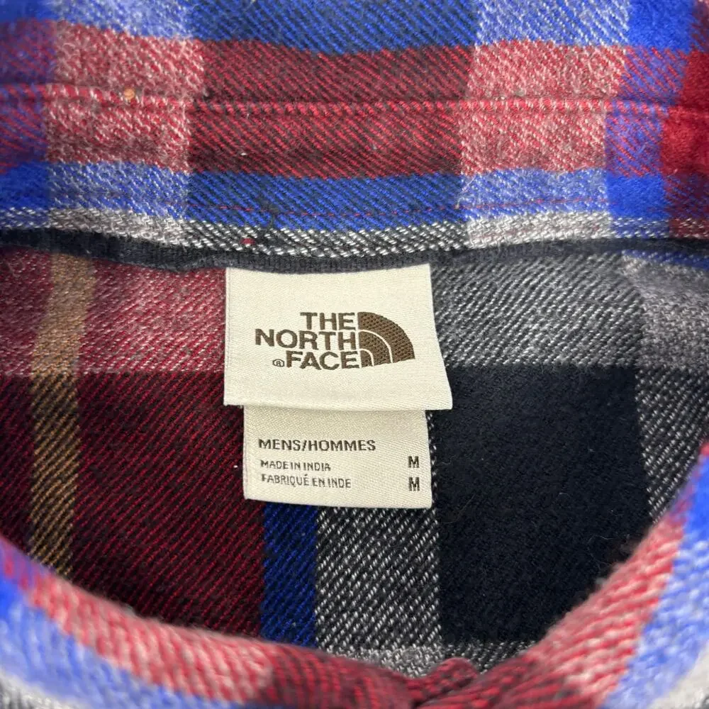 The North Face Mens Medium‎ Red Blue Plaid Check Long Sleeve Button Up Shirt